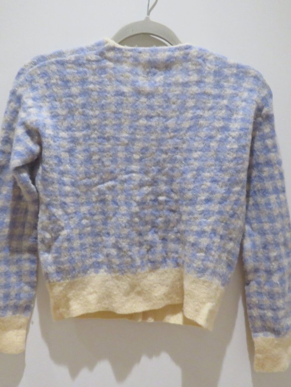 URAGO Wool Blend Gingham Check Cropped Cardigan Twee Cottagecore Coquette - Picture 8 of 11